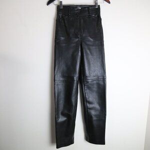 Aritzia Wilfred Funk Pants Black High Rise Gloss Vegan Leather Size 00